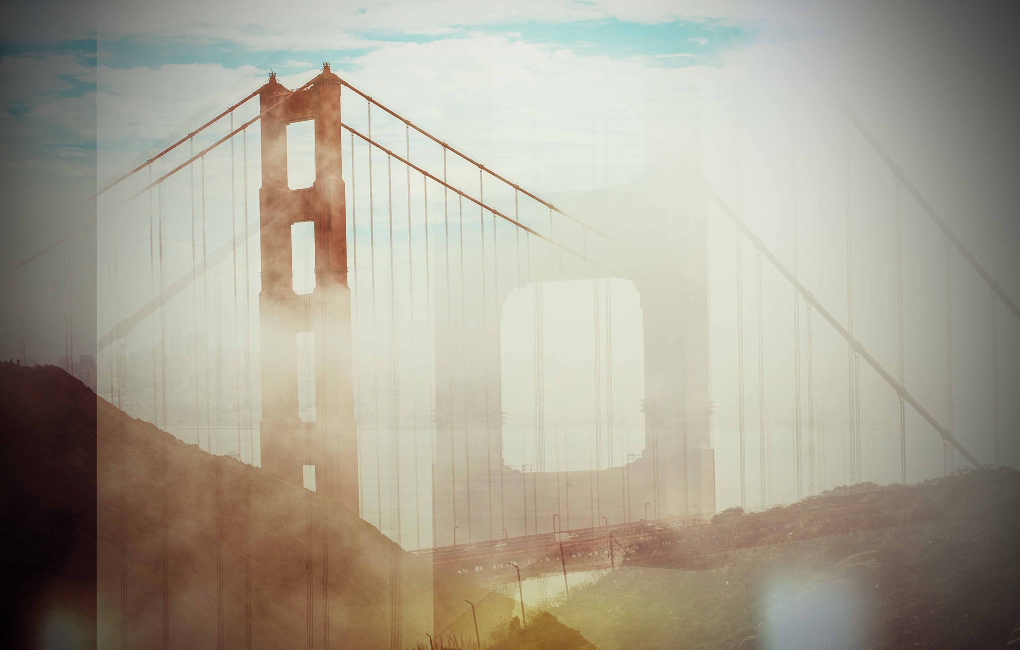 golden gate bridge two photos mixed together